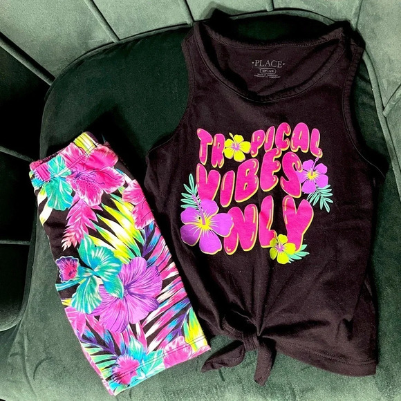 Children’s Place Biker Shorts & Tank Top set - Picture 1 of 2